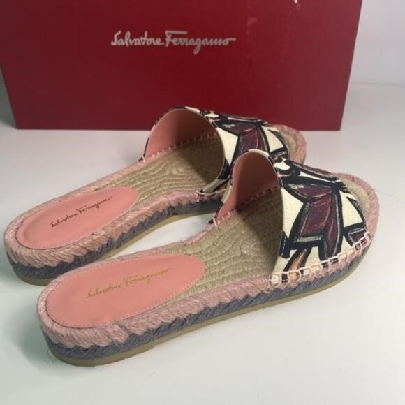 New Authentic FERRAGAMO Cabrera Espadrille Slide Sandal (Women) - Picture 6 of 16